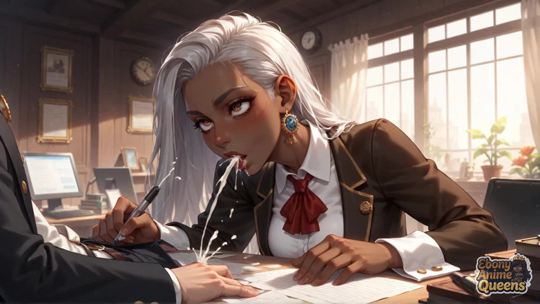 Ebony Anime Queens: Sultry Ebony Conformity and Darkly Sweet Office Domination!