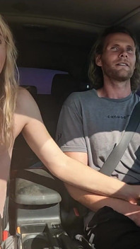 Sexy Blonde Swallows Cum After Road Head