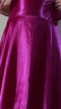 Very Clear Bali Girl, Her Hobby Is Colmek Again - Masturbate Using My Purple Silk Satin Dress