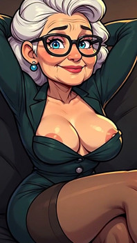 Dessin animé, seins, MILF