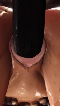 Super neukmachinesysteem! Grote zwarte pik in een sexy mond gesnoerd brunette in kettingen