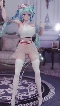 Hatsune (g)i-dle - Queencard Reina Uniforme Erótico Striptease Pechos colosales temblando