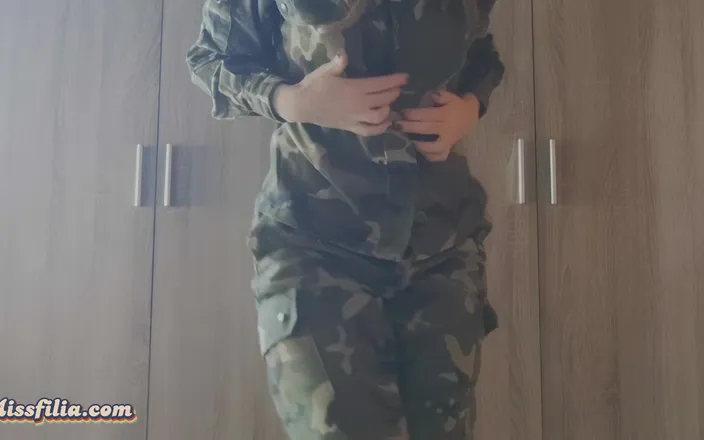 Miss Filia: MILF in Military Uniform Striptease Dancing Show Ass Tits and...