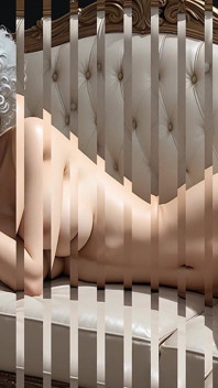 Hermosa intérprete desnuda con curvas cortas de afro plateadas