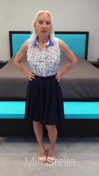 Blue Dress with Pink Mules