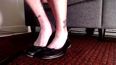 Abby Anna: Red Toenails Black Flats Shoe Play