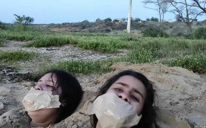 Selfgags Latina Bondage: Buried by the Beach Bitches!
