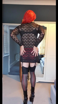 Teasing away in my tight lace dress