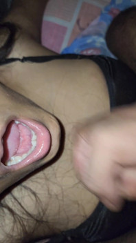 Beautiful Indian GF Huge Cum on Her Mouth in Her 21st Birthday