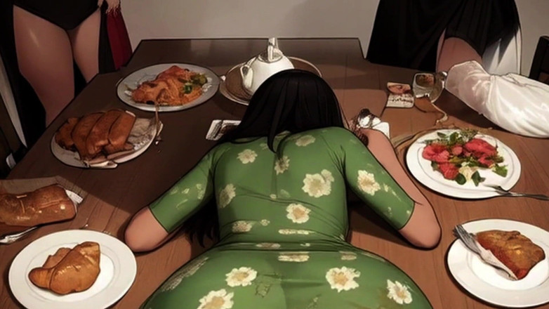 Spicy Toons: Моя жінка сиділа на колінах у сукні, тому я засмоктав свій член в неї перед усіма на День подяки