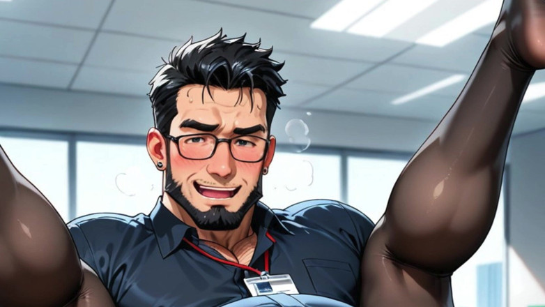 Trans-Men FTM Hentai: Min chef Ftm knubbig blev naken och visar sin stora...