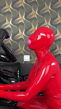 Double Dildo Blowjob with Condom Hoods