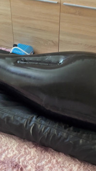 Wife Punishes Her Slave in Full-body-inflate Latex Bag - Estim - Restricted Breathing - Bagged