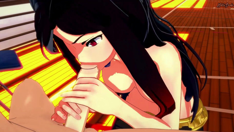 Hentai Smash: Lucy hace garganta profunda para la polla y se traga...