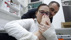 Czech Soles - foot fetish content: Man Worships Big Bare Feet of One Cute Pharmacist