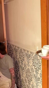 She Brings Coffee to the Craftsmen in Lingerie and Gets Fucked