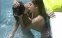 Vintage Usa: Lesbians love, kissing fingering in the swimming pool