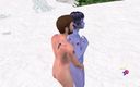 3D Cartoon Porn: Vídeos de sexo animado 3D: Elf Girl Preliminares com homem - beijando,...