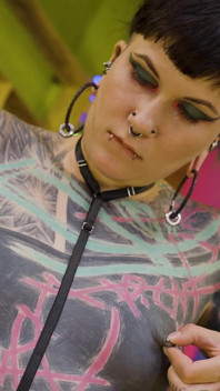 Tattooed Alt Teen Deepthroats & Gets Face Fucked POV by Her Punk BF - Sloppy BJ to Facial Cumshot