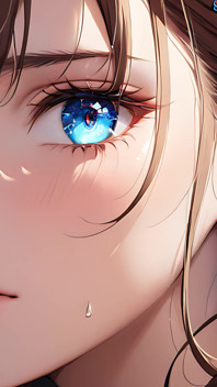Ethereal Emotion - Ai Girl with Glowing Tears in an Intimate Close-up