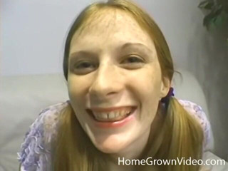 Homegrown Oral: Barely legal redhead Alison gets two facials