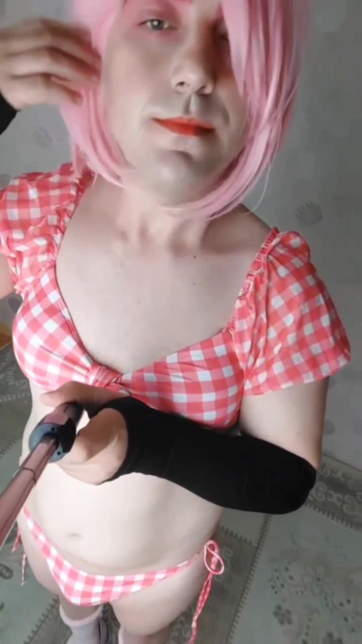 Kitty_Cross: Femboy in Bikini Looks Slutty Pretty Attractive