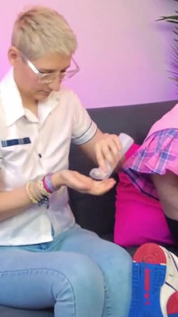 Girl milking her femboy