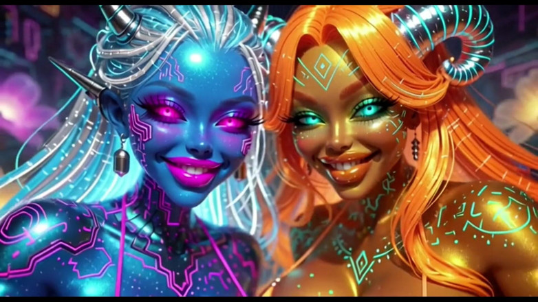 Hot girl dancing: Aliens Kiss Yang Cantik Dalam Muzik Bagus, Animasi Ai