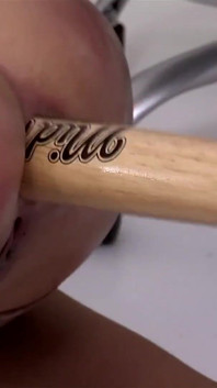 In the office the manager gets fucked by two cocks and a big baseball bat in her ass