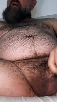 Stepdaddy Bear Jerking off His Big Fat Hairy Cock