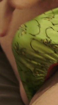 Green Satin Grinch Thong Play