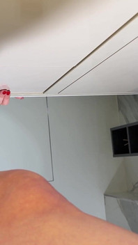 See Through Skirt and Red Thong She Takes off Turns Into a Seduction Point in the Bathroom with Long Legs Secretary