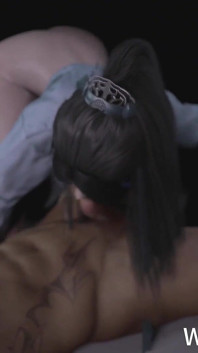 3D Sexy Asian Whore Sitting on the Big Cock