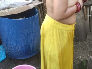 Anit studio: Indian woman bathing outside