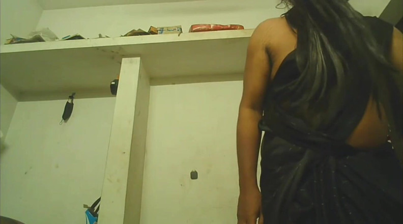 akhilzq: Indian Transgender Fingering Her Ass with Wearing Black Saree
