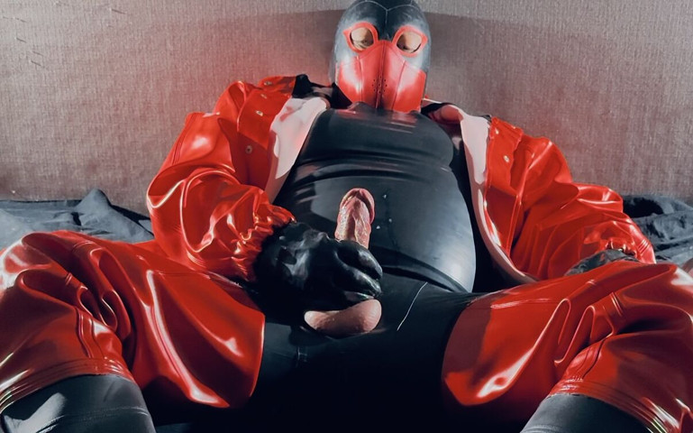 Rubberboots Bull Enjoys Red Rubber Waders (Rubber boots bull)
