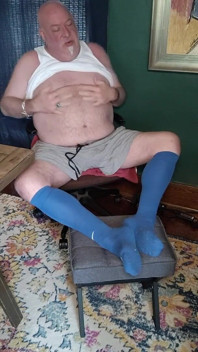 Jerk off in Titey Whities and Long Blue Socks