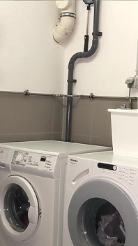 Fucked by Neighbor in Laundry Room! Hot Tranny Sex!! Double Cumshot!