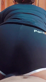 I Rubbed His Cock with My Tight Black Shorts and His Penis Started Leaking