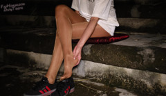 Shiny teens: 733 Noite andando em meia-calça de bronze brilhante