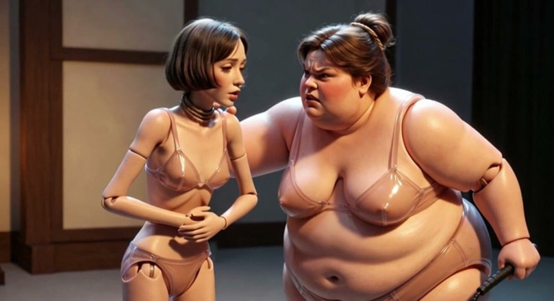 YOUR BEST FANTASY: Fat Mistress Whips Bind Skinny Slave - Penghinaan Kontras Badan