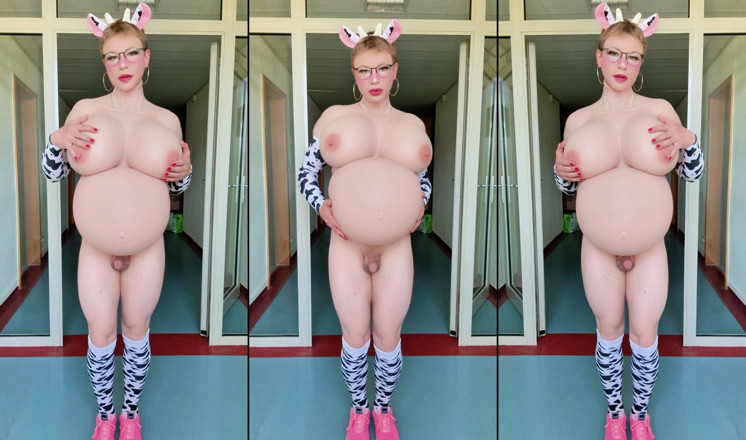 Sissy Adventures: วัวตั้งครรภ์ตัวน้อย Chantal ท้องใหญ่หัวนมใหญ่