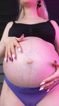 Oil & Leather Pants! 9 Month Pregnant Orgasm!