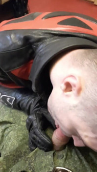 Leather Biker Sucks Dick by Men in Uniform Military