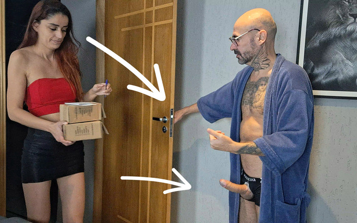 FannySquirting: Perverted Old Man Receives Delivery Girl with His Dick Out!