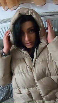Ripped Pantyhose & Puffy Downjacket Blowjob, Doggy & Double Cum on Coats