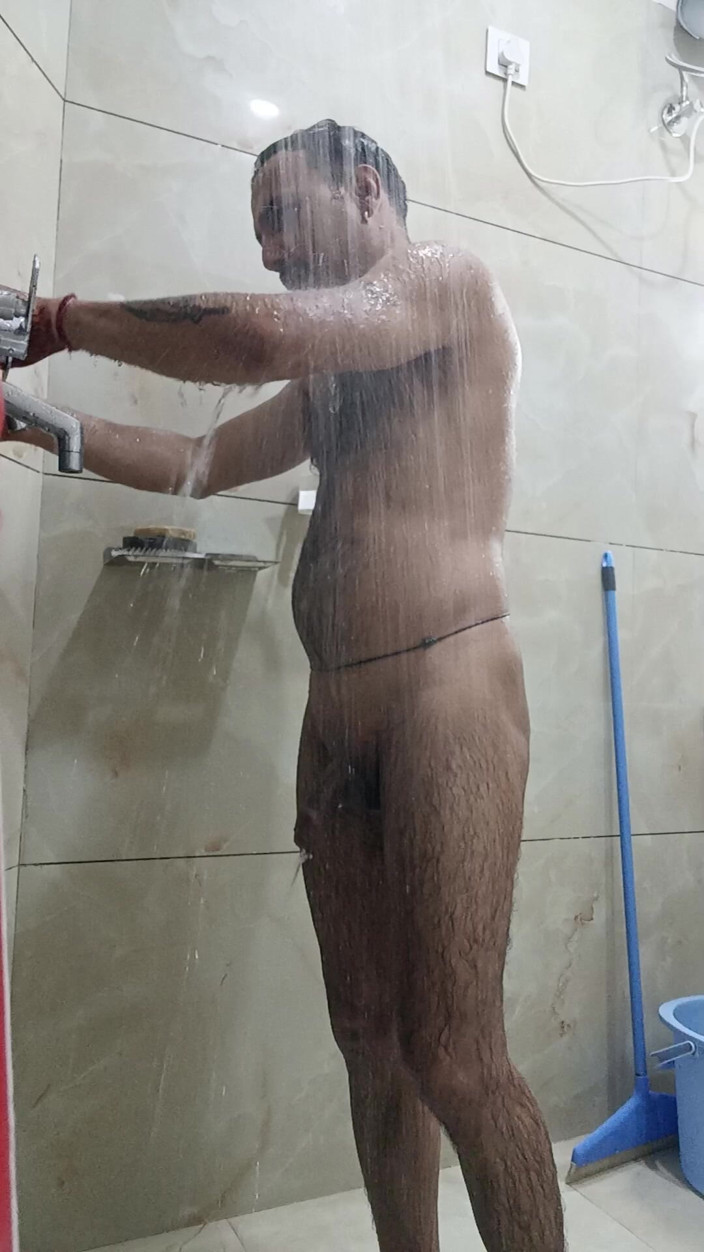 Rajasthani-old-lover: Indian Desi Man Enjoy Shower and Sex