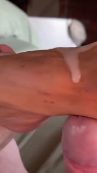 MILF Granny Rubs Cum All Over Her Feet