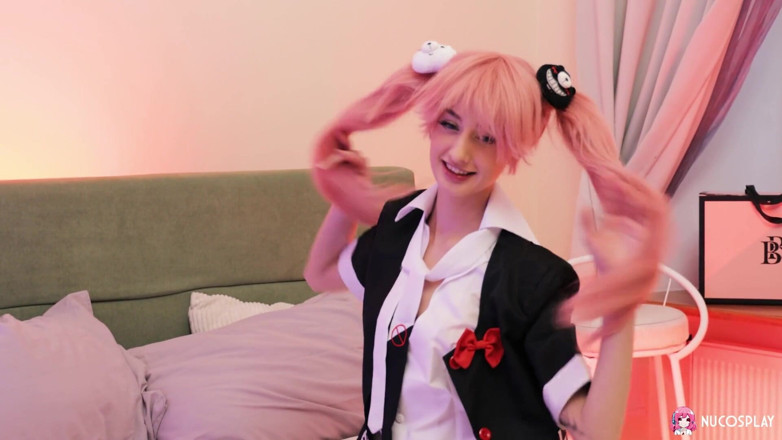 Nu Cosplay: Skinny anime slut Sasha Paige gaps her tiny little pussy