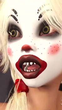 Joker bangs rough a cute sexy blonde in a clown mask in the abandoned room